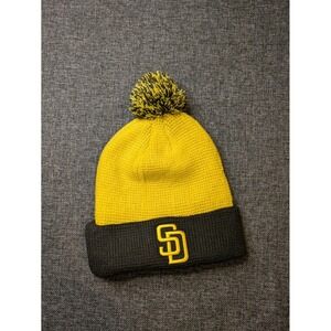 San Diego Padres MLB Baseball Waffle Knit Pom Beanie Yellow & Black Hat One Size
